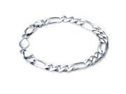 .925 Sterling Silver Figaro Link Bracelet 8 Inch mens