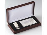 Silver White Card Case And Money Clip Gift Set 7 1 4 x 3 3 4 x 1 1 2