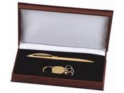 Gold White Pen And Key Chain Gift Set