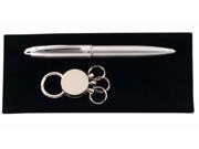Silver Black Pen And Key Chain Gift Set