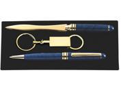 Blue Pen Letter Opener And Key Chain Gift Set Gift Box Included
