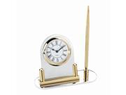 24K Gold Plate Silver Plated Desk Clock With Pen Stand Gift Box 1 2 x 4 1 2 x 2
