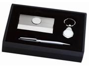 Silver Plated Executive Card Case Key Ring Pen Gift Set Gift Box 8 x 6 1 2 x 1