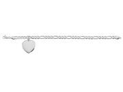 Sterling Silver Plated Bracelet With Heart Pendant 3 4 x 8 1 4