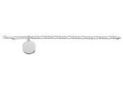 Sterling Silver Plated Bracelet With Round Pendant 3 4 x 8 1 4