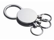 Silver Brown Silver Three Ring Quick Release Key Chain 1 x 2 1 4 x 1 4
