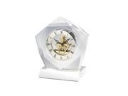 Crystal Desk Clock W Wooden Velvet Box 6 x 6 1 2 x 3