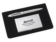 Silver White Card Case And Pen Gift Set