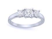 1 1 2 Carats Round Cut Three Stone Diamond 14k White Gold Engagement Ring