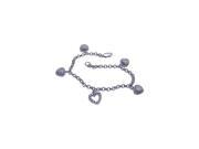 Women s Sterling Silver 925 Cubic Zirconia CZ Heart Charm Bracelet 567 bgb00039