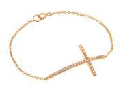 Women s Rose Gold Over Sterling Silver 925 Cubic Zirconia CZ Cross Women s Rose Gold Plated Religious Bracelet 7.5 567 bgb00147