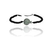 Women s Sterling Silver 925 Onyx Bead Chain Bracelet 7 8 567 bgb00140