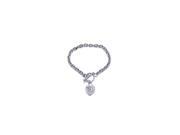 .925 Sterling Silver Cubic Zirconia Heart Tag Charm Bracelet 567 stb00026
