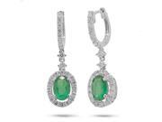 0.82ct Diamond 1.52ct Emerald 18k White Gold Earring