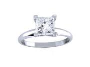 14k White Gold Princess Diamond Solitaire Engagement Ring 1.50 ct