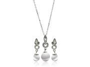 Pearl Cubic Zirconia CZ .925 Sterling Silver Necklace Pendant Earrings Jewelry Adjustable 16-18 Pearl Cubic Zirconia CZ .925 Sterling Silver Necklace Pendant Earrings Jewelry Adjustable 16-18