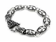 925 Sterling Silver Twisted Blade Silver Large Oval Cross Bracelet With Fancy Clasp 7
