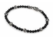 925 Sterling Silver Twisted Blade Bracelet With Black Onyx And Ball Link Beads 7
