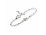 925 Sterling Silver Rhodium Plated And Pearl Rosary Bracelet 7 1