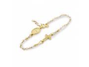925 Sterling Silver Gold Plated And Pearl Rosary Bracelet 7 1