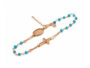 925 Sterling Silver Rose Gold Plated Turquoise Rosary Bracelet 7 1