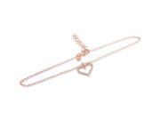925 Sterling Silver Rose Gold Plated Cubic Zirconia Heart Anklet 9 1