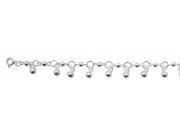 925 Sterling Silver Circle And Hanging Bells Novelty Anklet 9 1