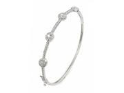 925 Sterling Silver Cubic Zirconia Single Row Bangle With Larger Circle Accents 7