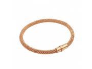 925 Sterling Silver Rose Gold Plated Bead Mesh Bracelet With Magnetic Lock