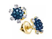 10k Yellow Gold 0.50 CTW Blue Diamond Micro Pave Stud Earrings - Size 1.35gram - #556-89156 10k Yellow Gold 0.50 CTW Blue Diamond Micro Pave Stud Earrings - Size 1.35gram - #556-89156