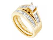 14k Yellow Gold 1.40Ctw Diamond 0.40Ct Center Princess Bridal Set