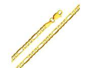 14K Yellow Gold 3.1 mm Figaro Chain Bracelet with Lobster Claw Clasp Length 7 ; Weight 2.6 grams approx