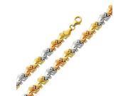 14K Tri Color Gold Diamond Cut Stampato Bracelet with Lobster Claw Clasp Length 7.25 ; Measures 7.0mm; Weight 5.2 Grams Approx.