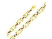 14k Two Tone Gold Designer Contemporary Ring Link Elegant Bracelet Length 7.5 ; Measures 9mm; Weight 6 Grams Approx.