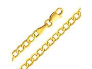 14K Yellow Gold 3.4mm Hollow Cuban Concave Curb Link Chain Bracelet with Lobster Claw Clasp Length 7 ; Weight 1.9 Grams approx