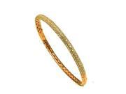 Yellow Gold Over Sterling Silver Micro Pave Cubic Zirconia Bangle Bracelet 7x4.5mm Wide