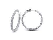 4.56ct Sterling Silver Pave Cz Earring Locked Hinged 11.5g