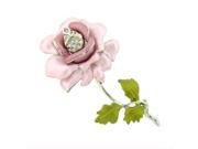 Platinum Plated Swarovski Crystal Pink Enamel Rose Pin Brooch 1 1 2 inches x 2 1 4 inches Gift Boxed