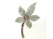 Platinum Plated Swarovski Crystal Flower Brooch Pin 1 1 2 x 2 1 2 Gift Boxed