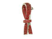 Platinum Plated Swarovski Crystal Red Ribbon Design Brooch Pin 1 2 inch x 2 inches