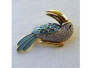 Gold Plated Swarovski Crystal Enamel Toucan Pin Brooch 1 2 x 2 Gift Boxed