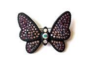 Platinum Plated Swarovski Crystal Enamel Butterfly Pin Brooch 1 2 x 1 1 2 Gift Boxed