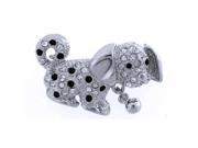 Platinum Plated Swarovski Crystal Puppy Dog Brooch Pin 1 2 x 3 4 Gift Boxed