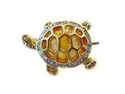 24k Gold Plated Swarovski Crystal Large Turtle Design Brooch Pin 1 2 inch x 2 1 2 inches Gift Boxed