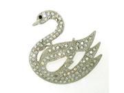 Platinum Plated Swarovski Crystal Swan Design Brooch Pin 1 2 inch x 1 1 4 inches Gift Boxed