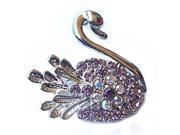 Platinum Plated Swarovski Crystal Swan Design Brooch Pin 1 2 inch x 1 1 2 inches Gift Boxed