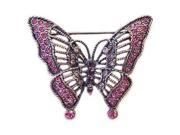 Pewter Swarovski Crystal Pink Butterfly Design Brooch Pin