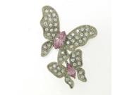 Platinum Plated Swarovski Crystal Two Butterflies Design Brooch Pin 1 2 x 1 3 4 Gift Boxed