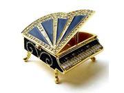 Gold Plated Pewter Swarovski Crystal Black Enameled Grand Piano Keepsake Box 2 1 2 x 2 Gift Boxed
