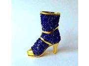 Gold Plated Pewter Swarovski Crystal Blue Enamel Fancy Boot Keepsake Box 2 1 4 x 3 3 4 Gift Boxed